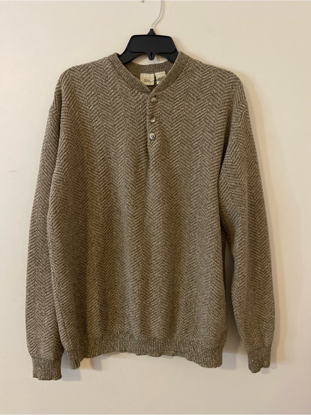 Vintage Falls Creek Taupe grandpa Henley Sweater